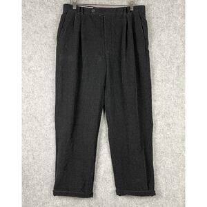 Samuelsohn Corduroy Pants Mens 34x29 Black Pleated Cuffed Trouser Classic